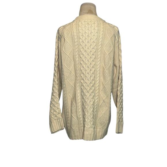 Beige Aran cable knit long sleeves sweater size M - Picture 2 of 8
